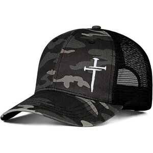 Christian cross trucker hat for men women faith snapback adjustable mesh cap